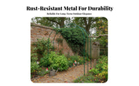 Rust-Proof Metal Garden Arch Resistant Climbing Plant Arbor Heavy-Duty Climbing Plant Trellis Easy Assembly for Gardeners, Homeowners, DIY Enthusiasts, Backyard, Patio, Balcony, Party