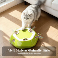 Cat Toy with Retractable Play Track | Rechargeable Kit, Low-Profile Compact Design, 6-Hole Cat Teaser Toy, for Boredom Relief