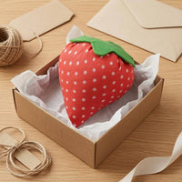 Strawberry Pin Cushion Set Tapered End Polka Dot Fabric Soft Stuffed Body Needle Holder with Decorative Accent Suitable for Sewing Desk Repair Craft Organizer