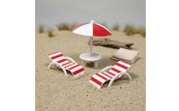 3 Pieces Pretend Play Micro Landscape Beach Decor Realistic Design Dollhouse Beach Furniture DIY Landscaping Miniature Patio Umbrella Set Lifelike for Children, Collectors, Hobbyists, Miniature Scene