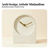Nordic Style Desk Clock Retro Influenced Minimalist Arch Clock Decorative Piece Decor for Bedroom, Living Room, Office