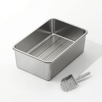 Stainless Steel Litter Box Anti-Slip Litter Box with Sifter Tray Smooth for Home