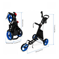 Golf Push Cart with Umbrella Holder Compact Golf Push Cart with Mesh Net Adjustable for Golfers