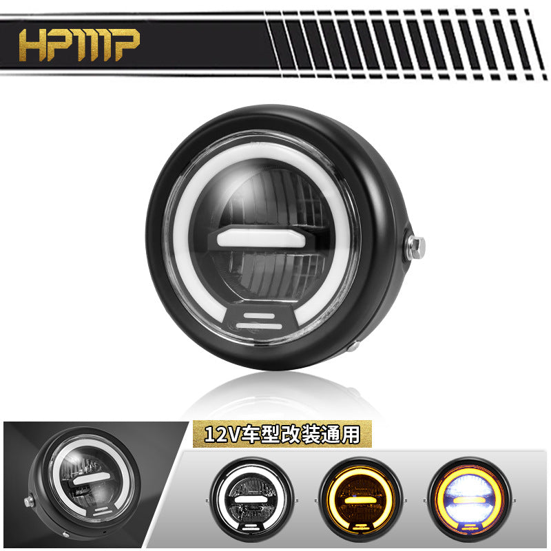 LED Headlight with Halo for Retro Motorcycles