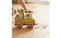 Wooden Toy Car Toddler Pull Along Toy Motor Skill Development Coordination Pretend Play Four Wheels Wooden Pull-Along Car for Early Learning