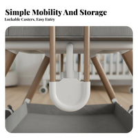 Multi-Functional Adjustable Bedside Sleeper Portable Design Wheeled Co-Sleeper Rocking Mode Baby Furniture Wheels with Locks for Newborns, Infants, New Parents, Travel, Bedroom, Living Room, Home