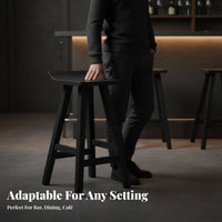 Round Top Counter Stool Minimalist Look Bar Seating Built-in Footrest for Cafe