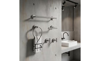 5 Pieces Wall-Mounted Bathroom Hardware Set Stainless Steel Towel Bar Set with Hooks Easy to Install Bathroom Tissue Holder Holder Space-Saving for Powder Room