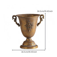Antique Urn Vase Decorative Medallion Ornate Handled Vase Flared Shape Home Decor