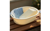 Combined Washboard Basin Anti-Slip Feet Laundry Tub with Washboard Large Capacity Laundry Scrub Basin for Students, Dormitory