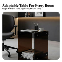 2-Tier Clear End Table Transparent Aesthetic Household Furniture for Party Hosts