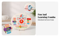 Printed English Labels Calendar Clock Board Movable Hands Clock Calendar Board Sliding Pieces Teaching Aid Colorful for Preschoolers, Children, Teachers, Classroom