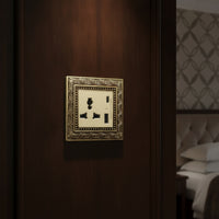 Vintage Switch Socket Panel Ornate Decorator Light Switch with Wall Plate Embossed Fitting Brass-Colored for Interior Designers, Homeowners, Living Room, Bedroom, Hotel, Renovation