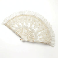 Lace Folding Fan Ornate Handheld Fan with Loop Elegant for Weddings, Photoshoots