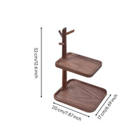 Wood Valet Tray with Key Hooks Walnut Entryway Organizer with Key Holder Grain Entryway Organizer Tray for Dresser