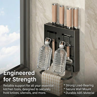 Cutlery Organizer and Kitchen Utensil for Chefs, Multi-functional Wall Mounted or Countertop Rack with Chopstick Holder