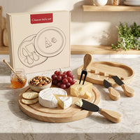 4 Pieces Cheese Knife Set Gift Ready Round Box Cheese Knife Set Rustic Style