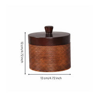 Lidded Wooden Jar Retro Design Round Wooden Canister Environmentally Conscious