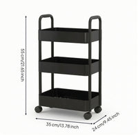 3-Tier Rolling Cart Easy to Move Rolling Storage Cart with Mesh Shelves