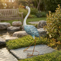 Cast Iron Crane Statue Textured Iron Crane Statue Stable Garden Base Decor for Courtyard