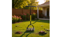 Metal Tines Manual Lawn Aerator T-Shaped Handle Coiled Lawn Aerator