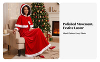Floor-Length Maxi Dress with Hood Flowy Long Dress with Hood Elegant Apparel Flowing for Women, Performers, Christmas Parties, Holiday Events