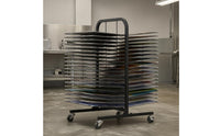 Black Metal Art Drying Rack Swivel Casters Paper Drying Rack Horizontal Shelves Rectangular Frame