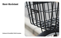 Long-Lasting Construction Large Capacity Bike Basket Thickened Frame Heavy Duty Cycle Basket Rust-Resistant for Cyclists, Daily Commute