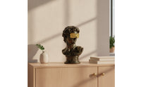 Bust with Glasses Crackle-Finish Male Bust Compact for Tabletop, Home Decorators