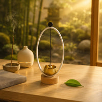 Meditation Bell Ornament Minimalist Desktop Bell Ornament Cream and Gold