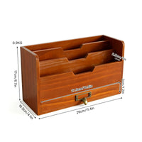 Wooden Desk Organizer with Drawer Multi-Compartment Desktop File Holder