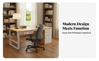 Writing Table with Side Cabinet Modern Design Computer Desk Space-Saving Easy Assembly for Bedroom