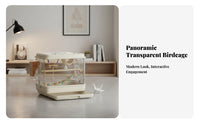 Transparent Parakeet Habitat Panoramic View Pet Supply Modern Look for Indoor