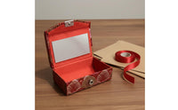 Brocade Lipstick Case Button Closure Mirror Lipstick Holder Compact Mirror Makeup Box for Everyday Purse Use