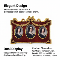 Vintage Oval Multi Photo Frame, Tabletop or Wall Mount Picture Frame, European C #variant:Retro Red Oval Combination