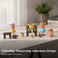 Fairy Garden Set Hand-Painted Wood-Grain Look Miniature Fairy Figurines