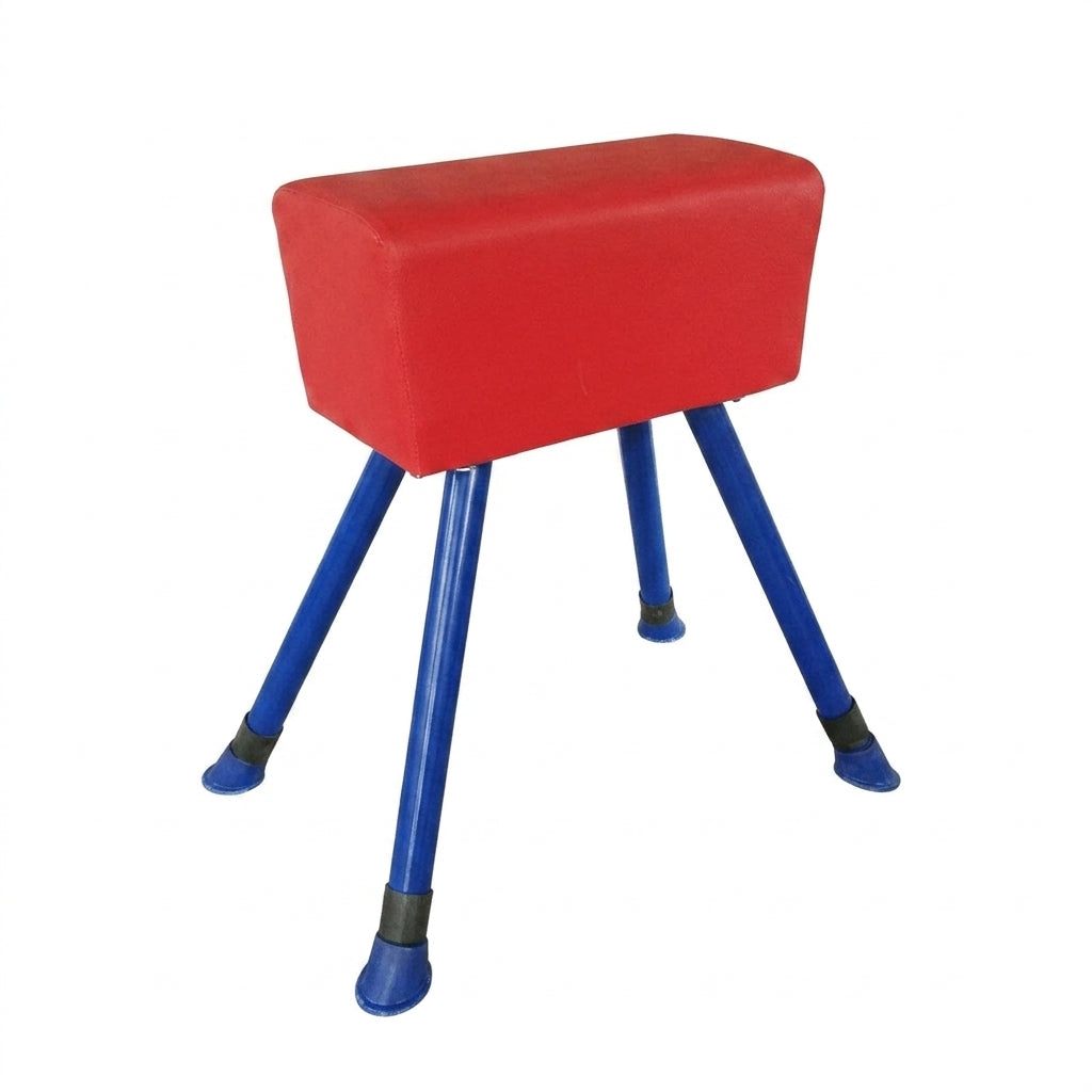 Red Gymnastics Vaulting Horse Kids, Metal Childrens Vaulting Horse for Plyometric Training, Non-Slip Portable Gymnastics Equipment