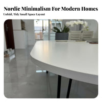 White Oval Dining Table Oval Table Man-made Marble Table Kitchen Table Hairpin Legs Tabletop with Nordic Minimalist Design Suitable for Families Homeowners Living Room Eatery