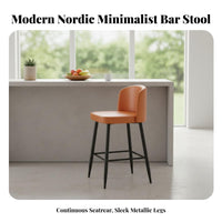 Upholstered Bar Stool with Backrest Nordic design Counter Chair Modern Minimalist Design Integrated Footrest for Kitchen Island