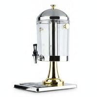8 L Beverage Dispenser Polished Silver Finish Pedestal Beverage Dispenser Crystal Clear