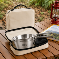 Stainless Steel Sierra Cup Foldable 6-Piece Set Camping Tableware Set For Solo Campers & Hikers