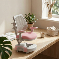 Adjustable Study Chair Armrests Kids Desk Chair Wheeled Base for Students