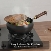 Handmade Iron Wok Space-Saving Size Small Iron Wok Small Stir-Fry Pan Fast Heating Single Serving Cooking Pot Multi-Functional