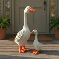 Garden Goose Sculpture Lifelike Details White Goose Statue Weather Resistant