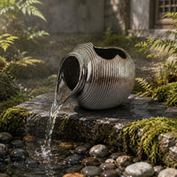 Rotating Water Pot Fountain Balcony Friendly Ceramic Water Fountain for Garden