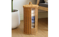 Basket with Front Opening Round Base Lidded Storage Basket Decorative