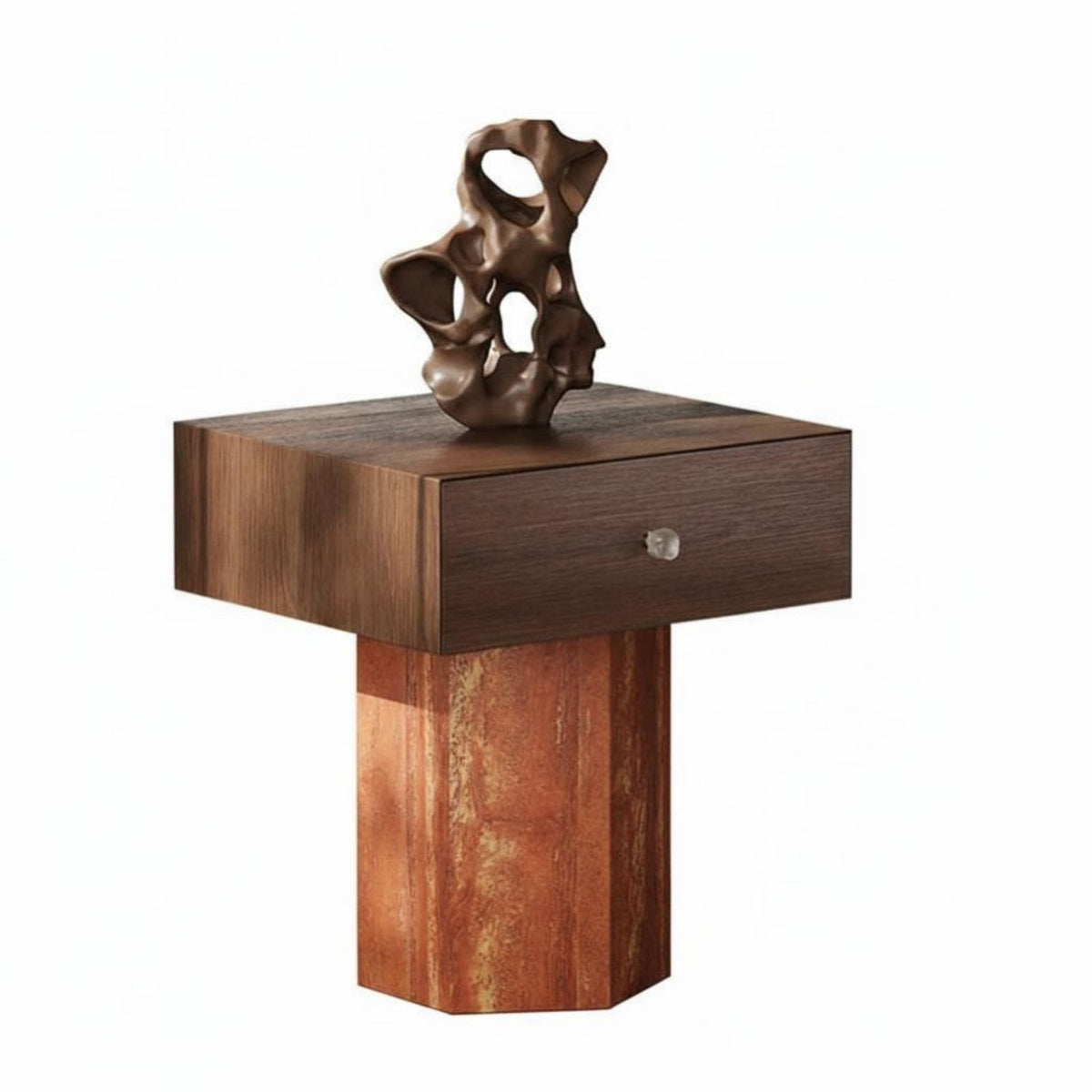 Sofa Side Table Wabi-Sabi Aesthetic Mushroom-Shaped Storage Table Vintage Look Multi-Functional for Bedroom, Study
