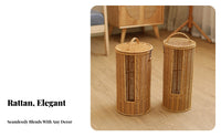 Rattan Design Toilet Paper Holder Debris-Protected Resistant Toilet Paper Holder Basket Cylindrical Towel Storage Bin