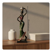 2 Pieces African Woman Figurine Cultural Decor African Women Statues Handmade