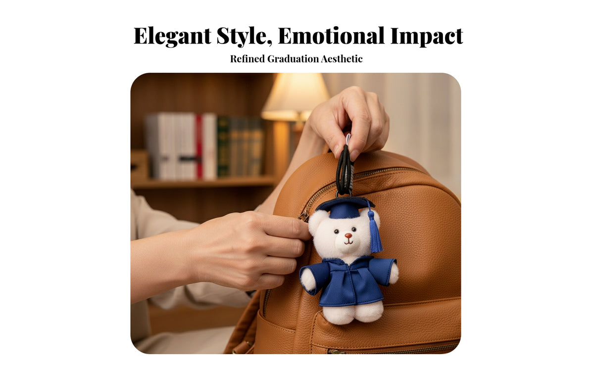 Key Fastener Ornament Soft Tassel Stuffed Teddy Bear Keychain Graduation Bear Pendant Simple Clip